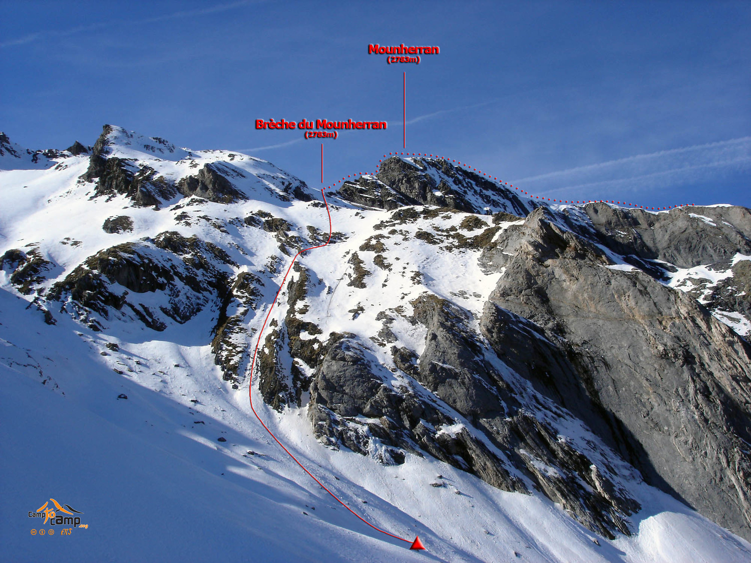 Redescente par la brèche du Mounherran et la panneau du Maillet