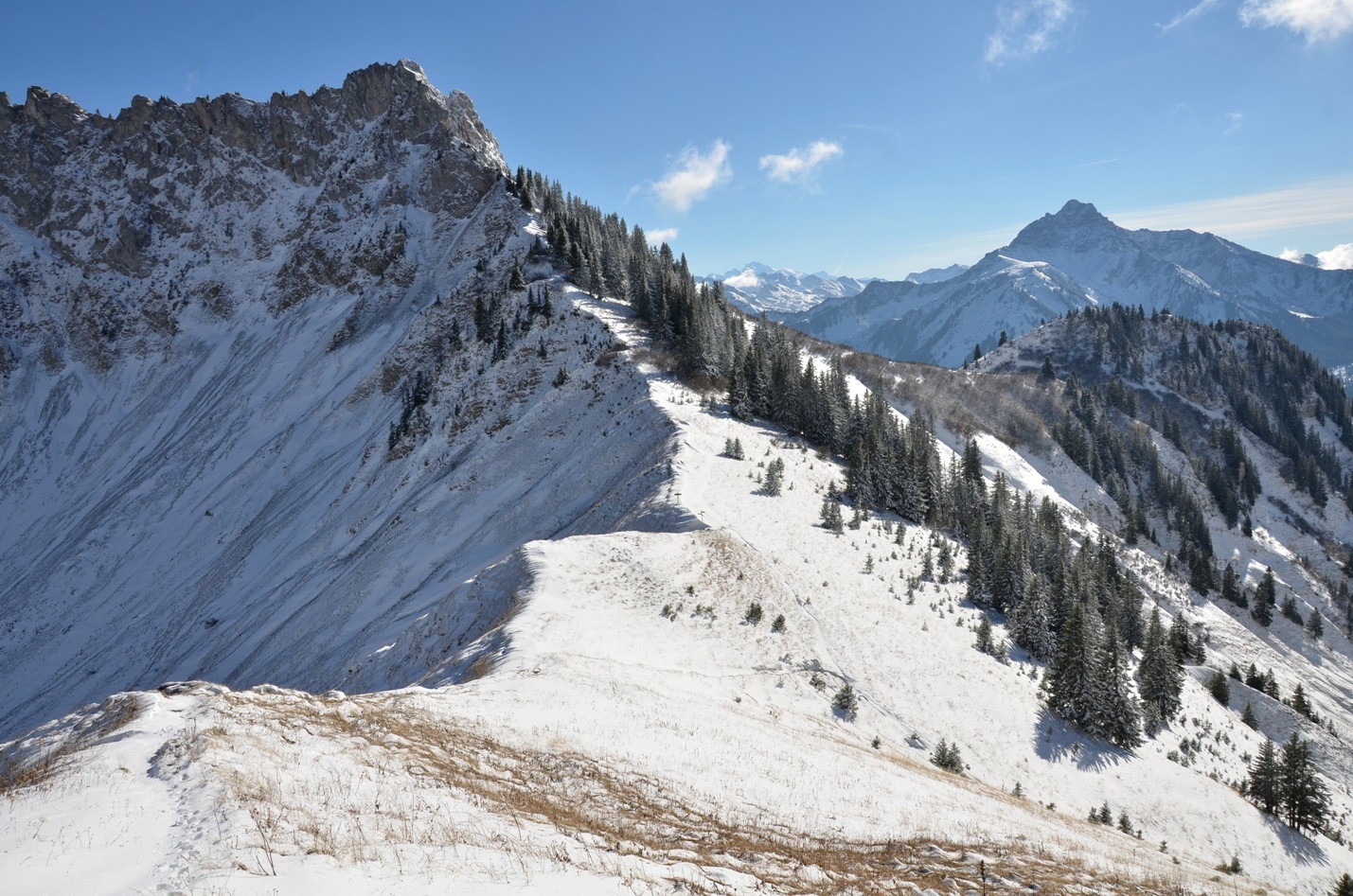 Un peu au dessus du Col de Verne: Pte d'Arvouin, Mont-Blanc, Mont de Grande