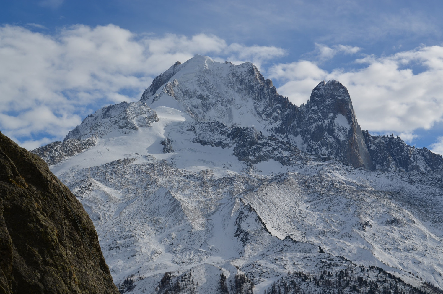 Lac Blanc - zoom sur l'Aiguille Verte et les Drus depuis l'Aiguillette