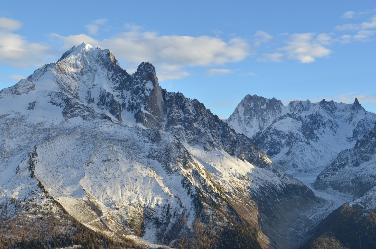 l'Aiguille Verte et les Drus, la Mer de Glace, les Grandes Jorasses, Rochefort, Géant