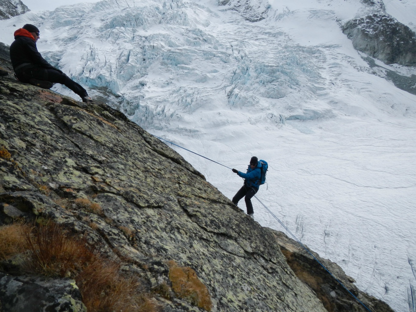 Rappel sous la cabane