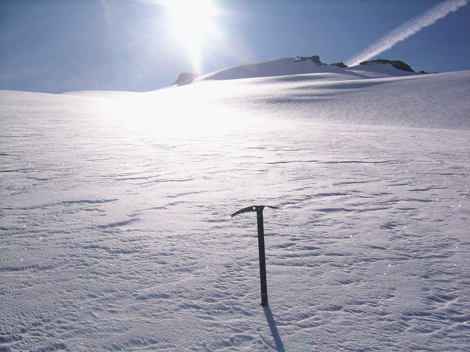 Sur le glacier de Charbonnel, 500 mètres sous le sommet