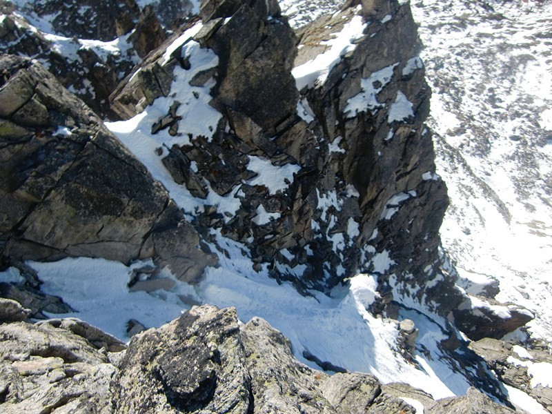 La sortie de la voie depuis l'arête
