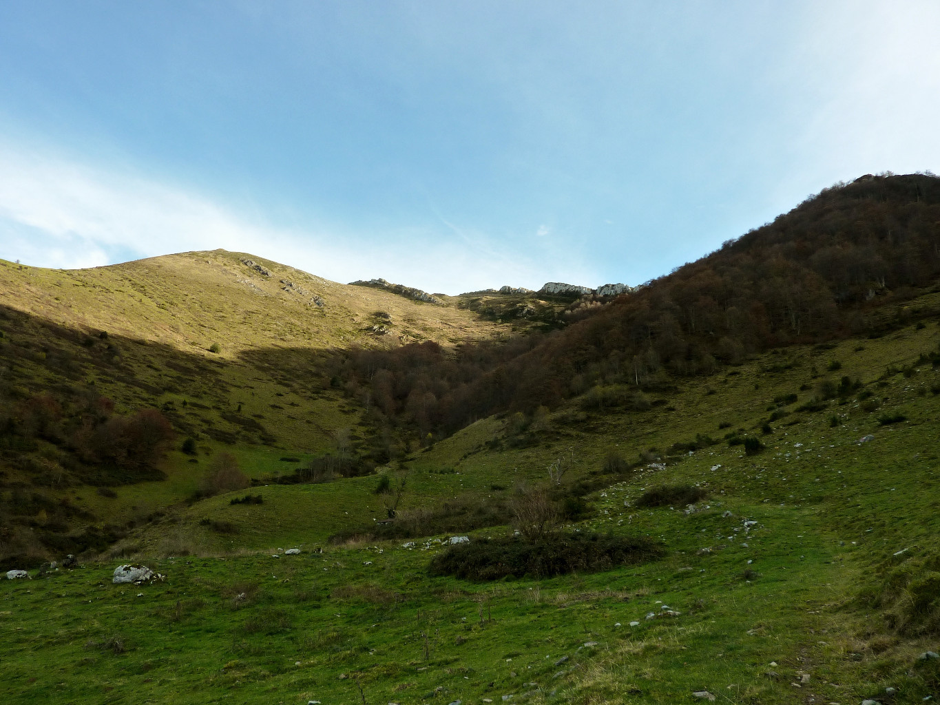 vue sur le fond de vallon raide orienté nord qu'on redescend