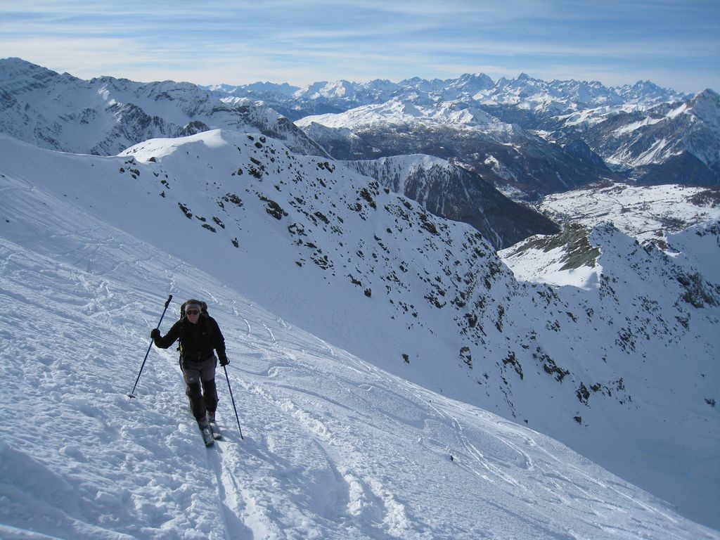 Dernières pentes en face W de la Punta Rognosa