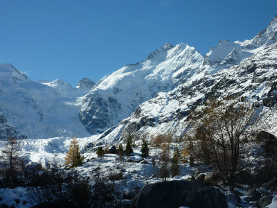 Piz Bernina et Glacier de Morteratsch Piz Bernina et Glacier de Morteratsch