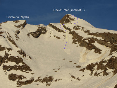 Roc d'Enfer sommet E, face SE Roc d'Enfer sommet E, face SE