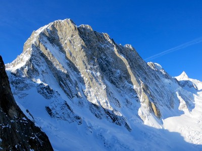 Face N des Grandes Jorasses vues depuis la montée au couloir SW de l'Eboulement Face N des Grandes Jorasses vues depuis la montée au couloir SW de l'Eboulement