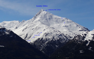 La Scolette, un sommet majeur de la Maurienne, itinéraire de l'épaule NW à ski
