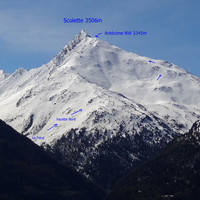 La Scolette, un sommet majeur de la Maurienne, itinéraire de l'épaule NW à ski
