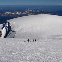 Il Dome du Gouter 4304m durante la salita al Monte Bianco dalla cresta di Bosses