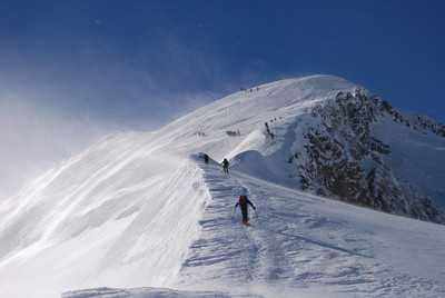 Lungo la cresta di Bosses  al Monte Bianco