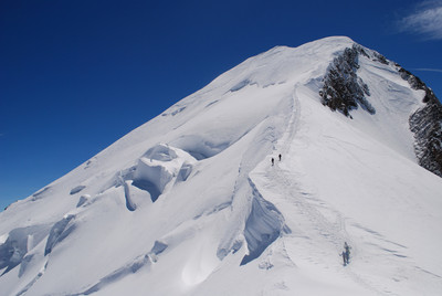 Il Monte Bianco durante la discesa dalla cresta di Bosses