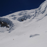 La parete N del Monte Bianco vista dal Grand Plateau a circa 4000m