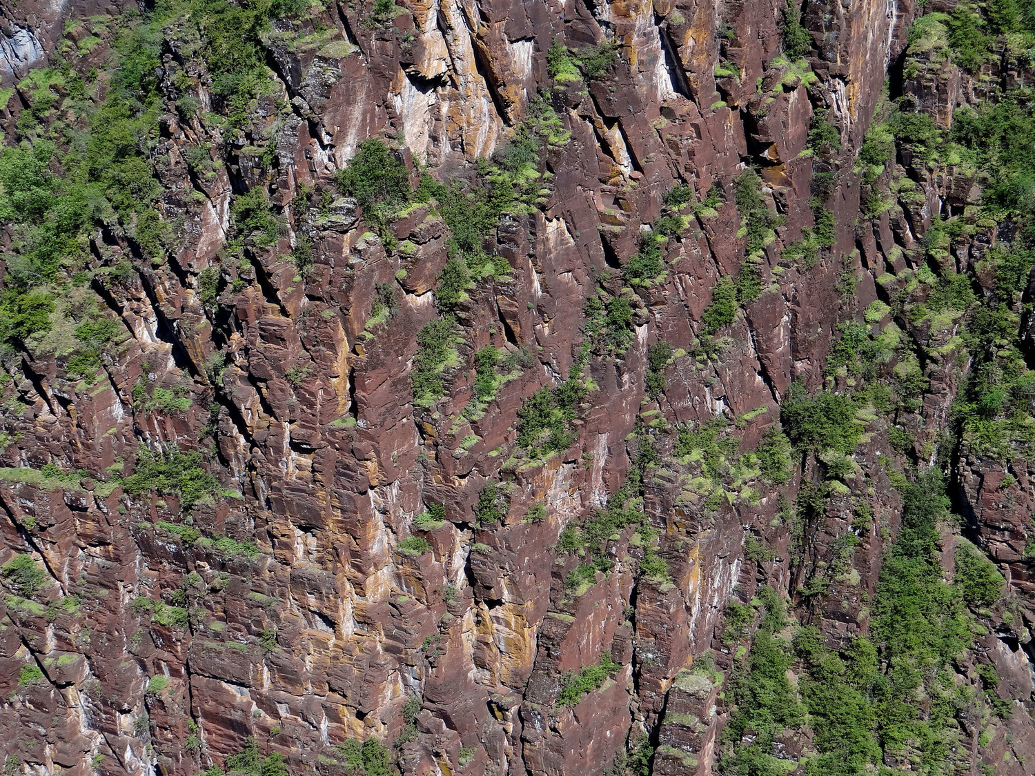 Roche rouge et nichoirs à rapaces