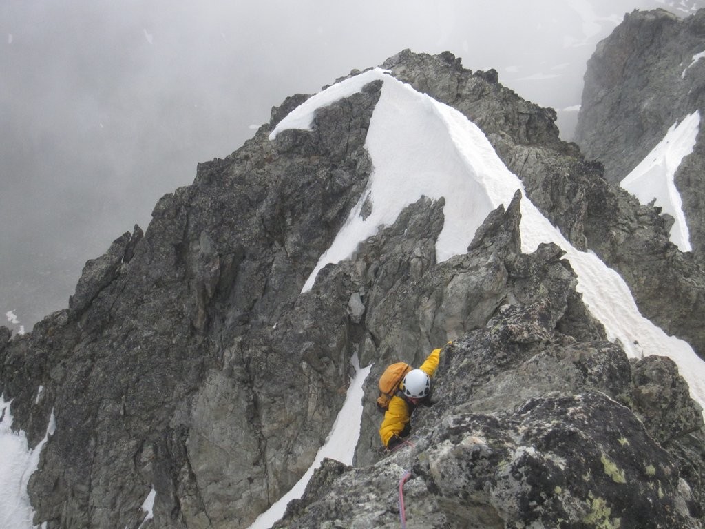 Sur l'arête sommitale