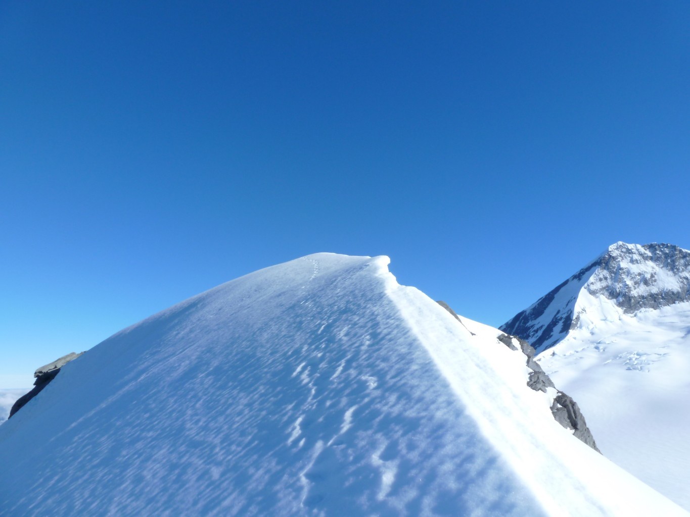 pente finale du Mount French, Mount Aspiring au second plan