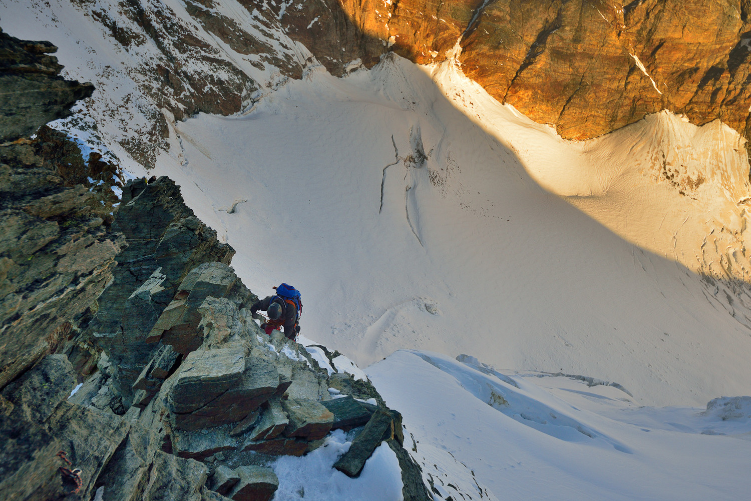 Sur l'arête W de Tiefmatten - Dent d'Hérens