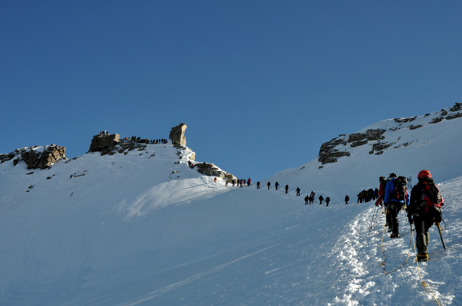Gran Paradiso - Via normale : the last slope (busy!)