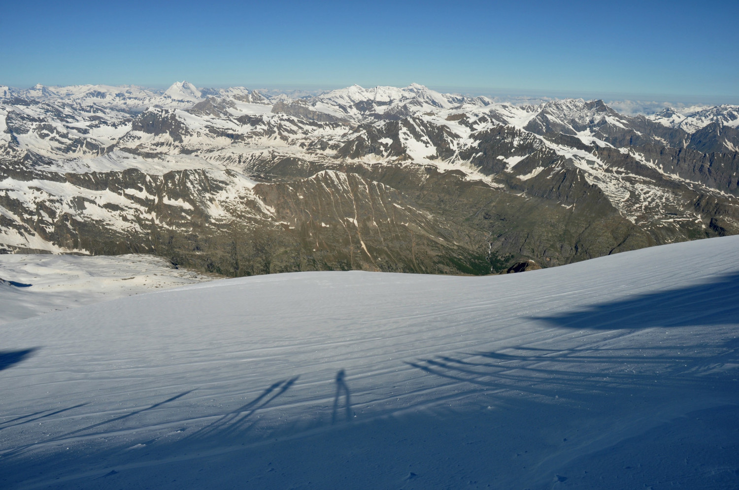 Gran Paradiso - Via normale : the last slope. Looking towards the Vanoise Massif