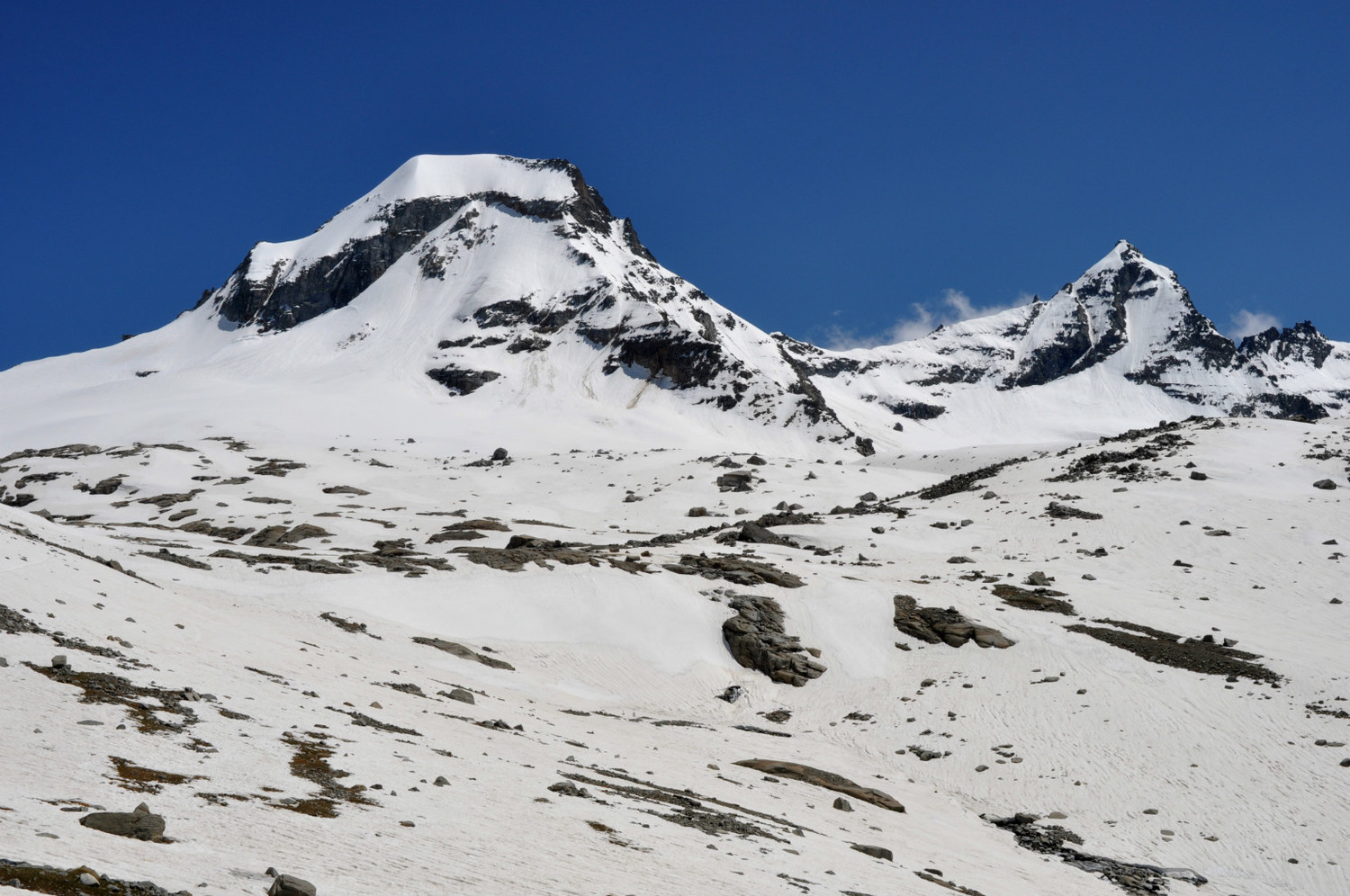Ciarforon (3641m) and Becca di Monciar (3545m) : north faces seen from Rif. Vittorio Emanuele II