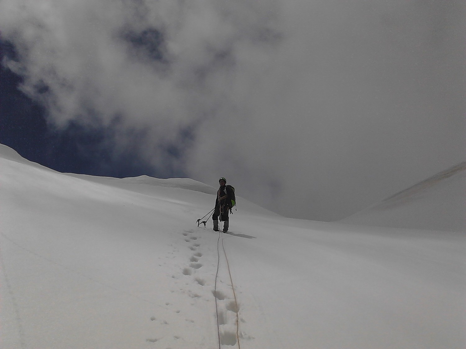 derniere partie en neige à la sortie des longueurs en glace
