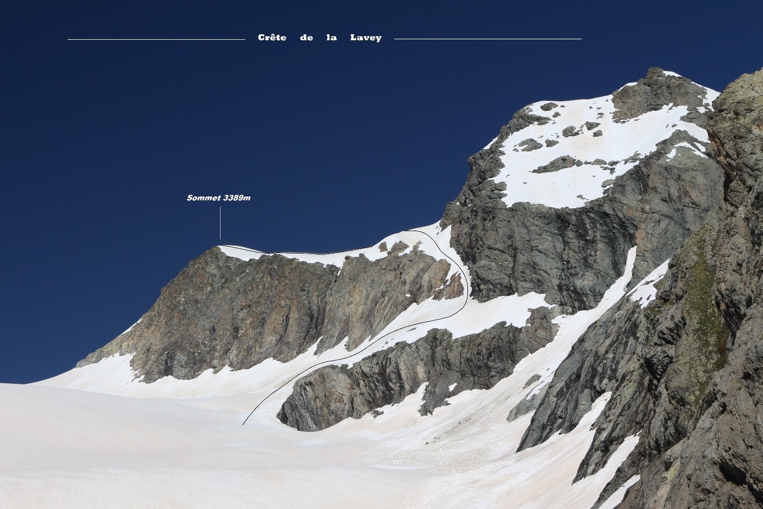 La Crête de la Lavey et l'itinéraire d'accès au Sommet 3389m