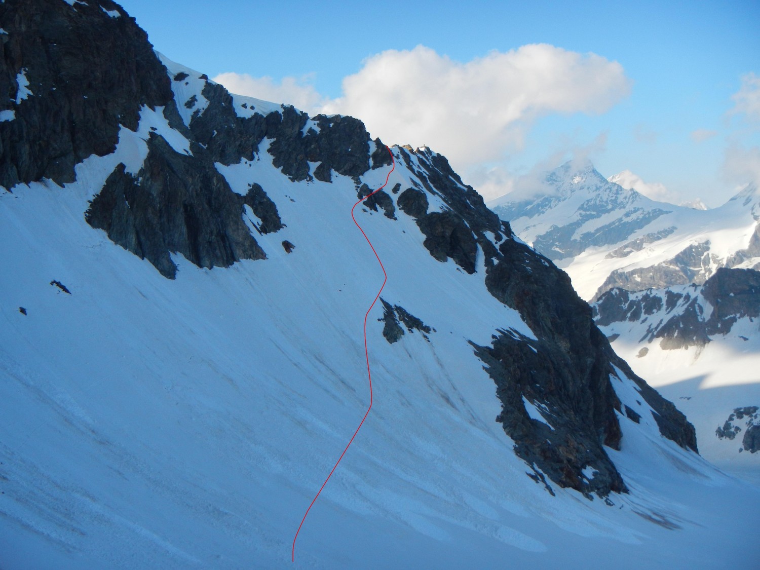 Le passage NE depuis la cabane Berthol