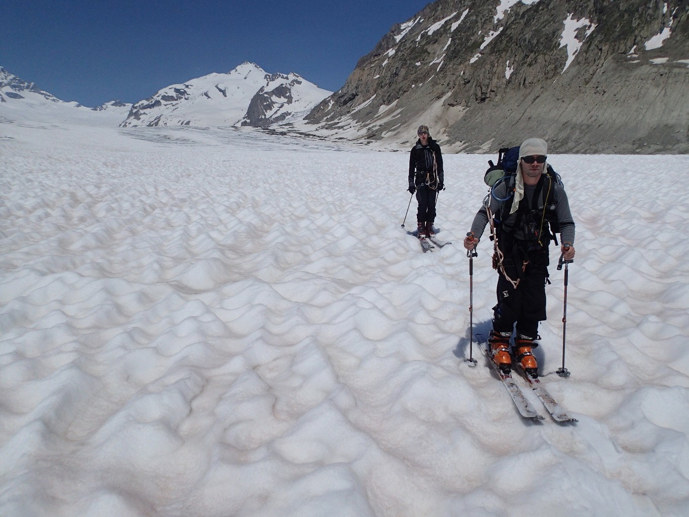 The Aletsch had some completely wet snow below the Konkordiaplatz
