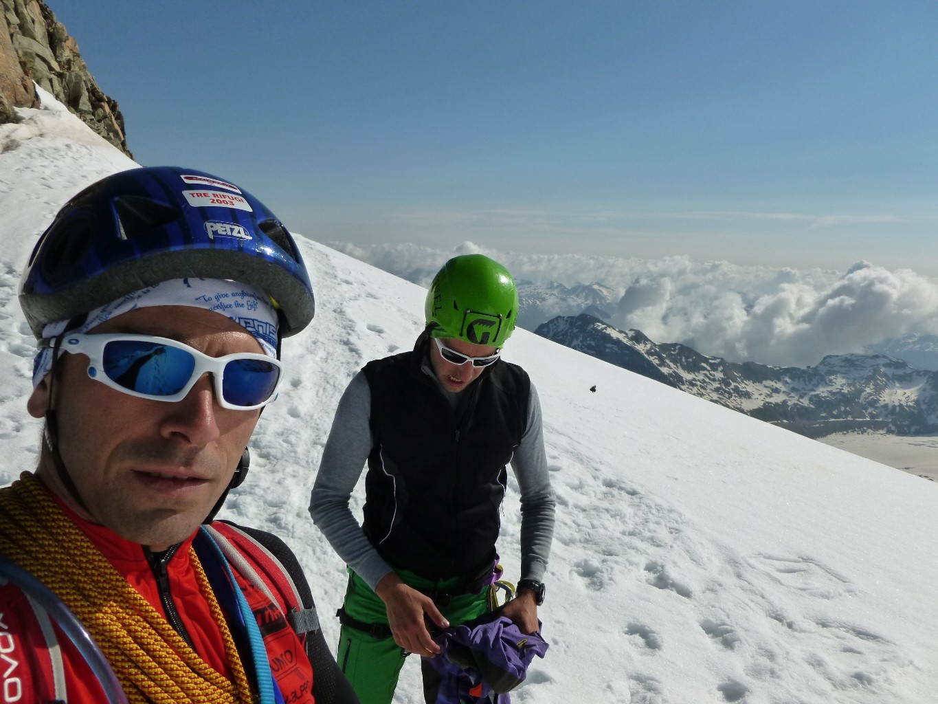 Io e Luca all'inizio della cresta di neve