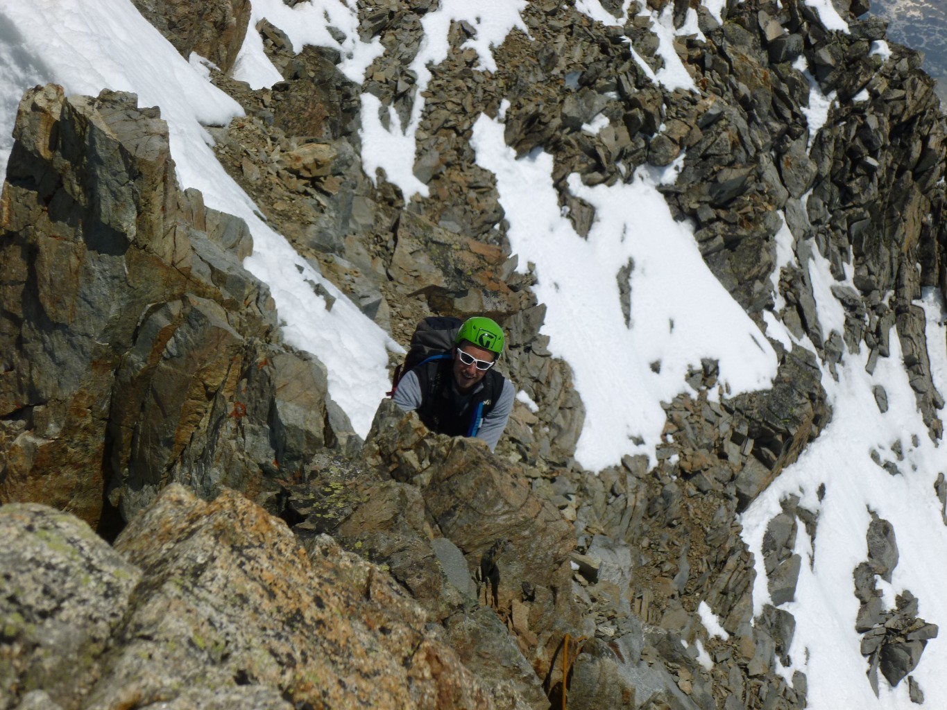 Luca in azione sulla cresta sommitale
