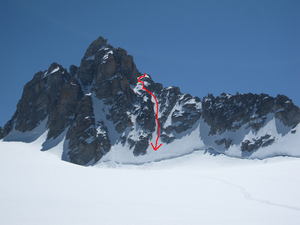 Itinéraire de descente de l'arête W versant Tour