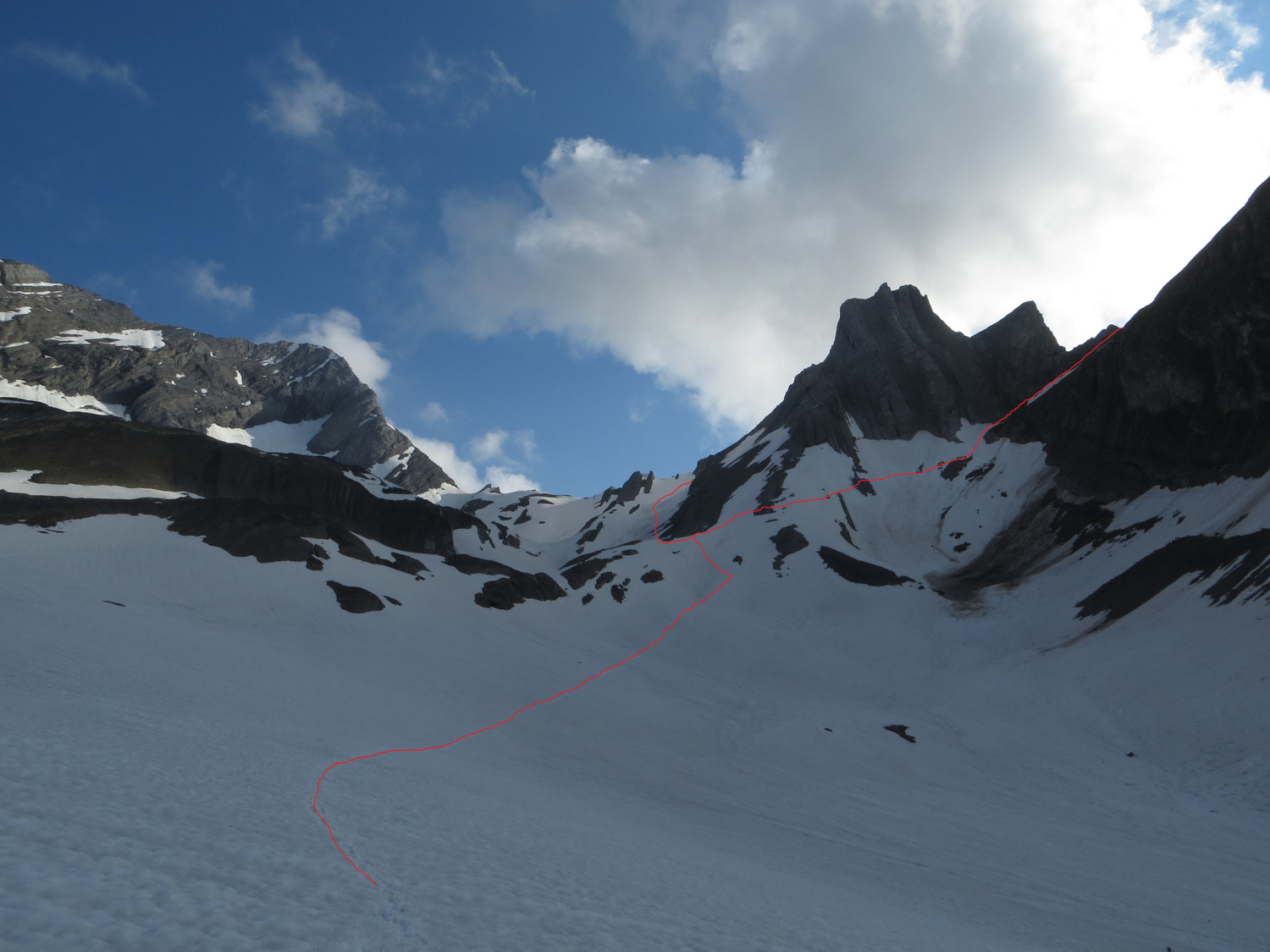 Itineraire du col des chamois vers Sex des Branlettes et descente de la combe
