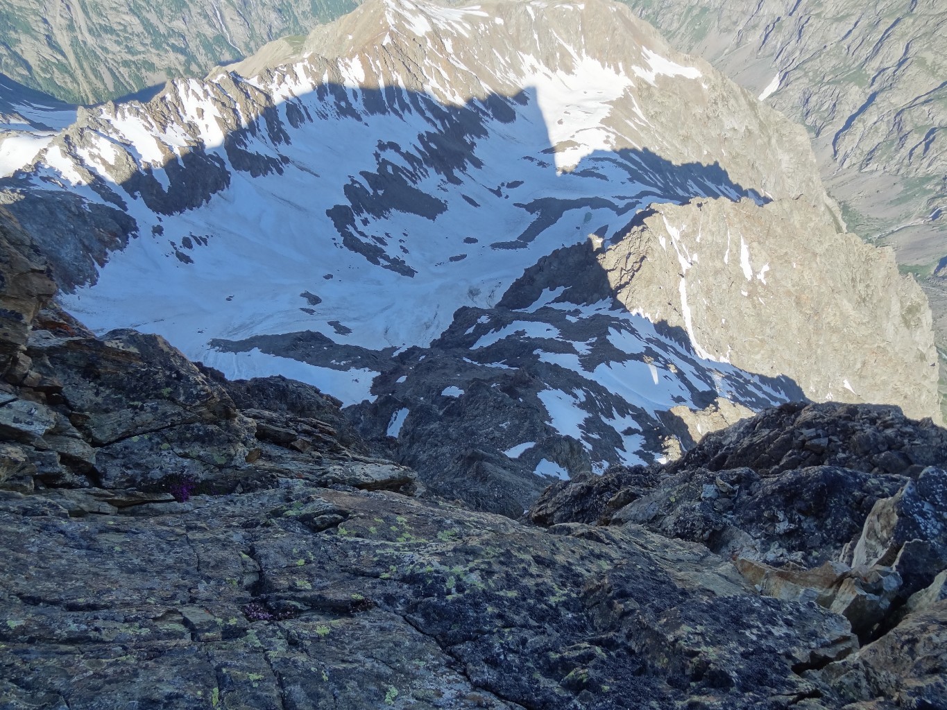 Depuis R4, vue vers le bas : le glacier du Routier