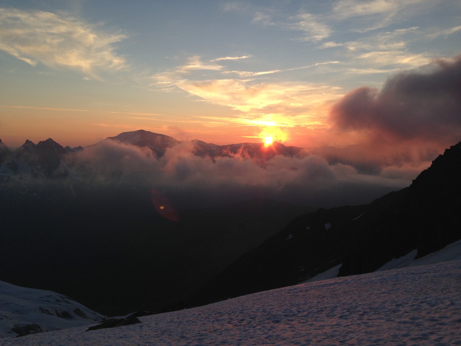 Couché de Soleil depuis le bivouac au dessus d'Albert 1er
