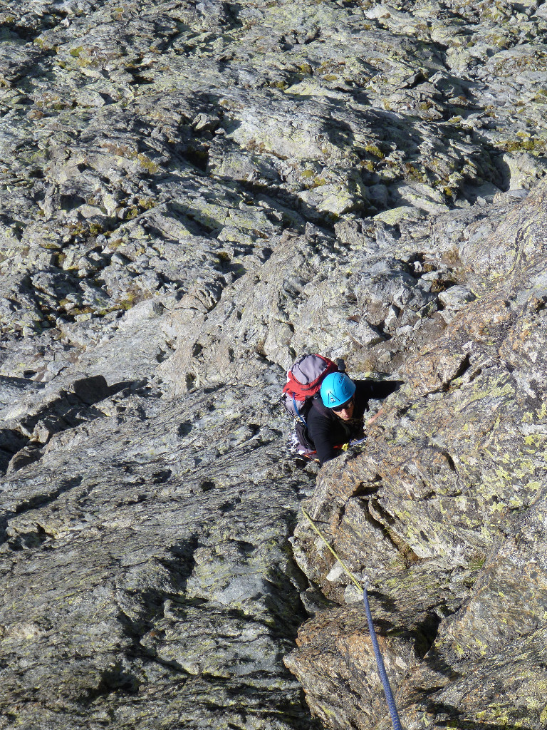 David dans sortie fissure/dièdre