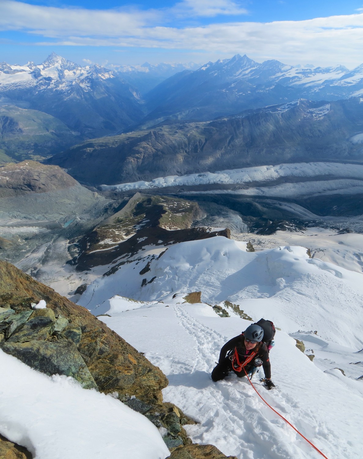 Dernières pentes dans la face N du Breithorn