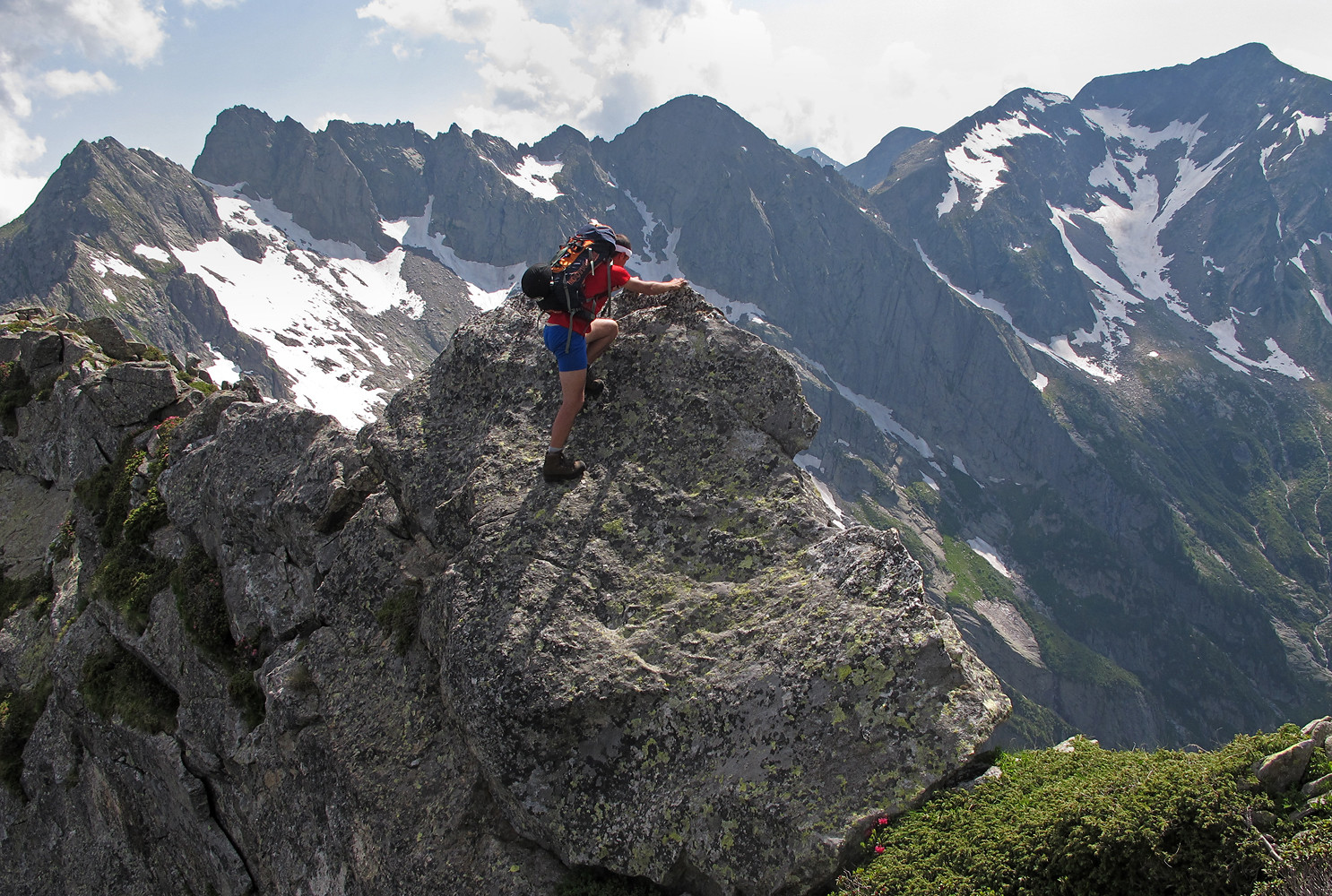 Piz d'Uria; ultimo passaggio roccioso prima della vetta.