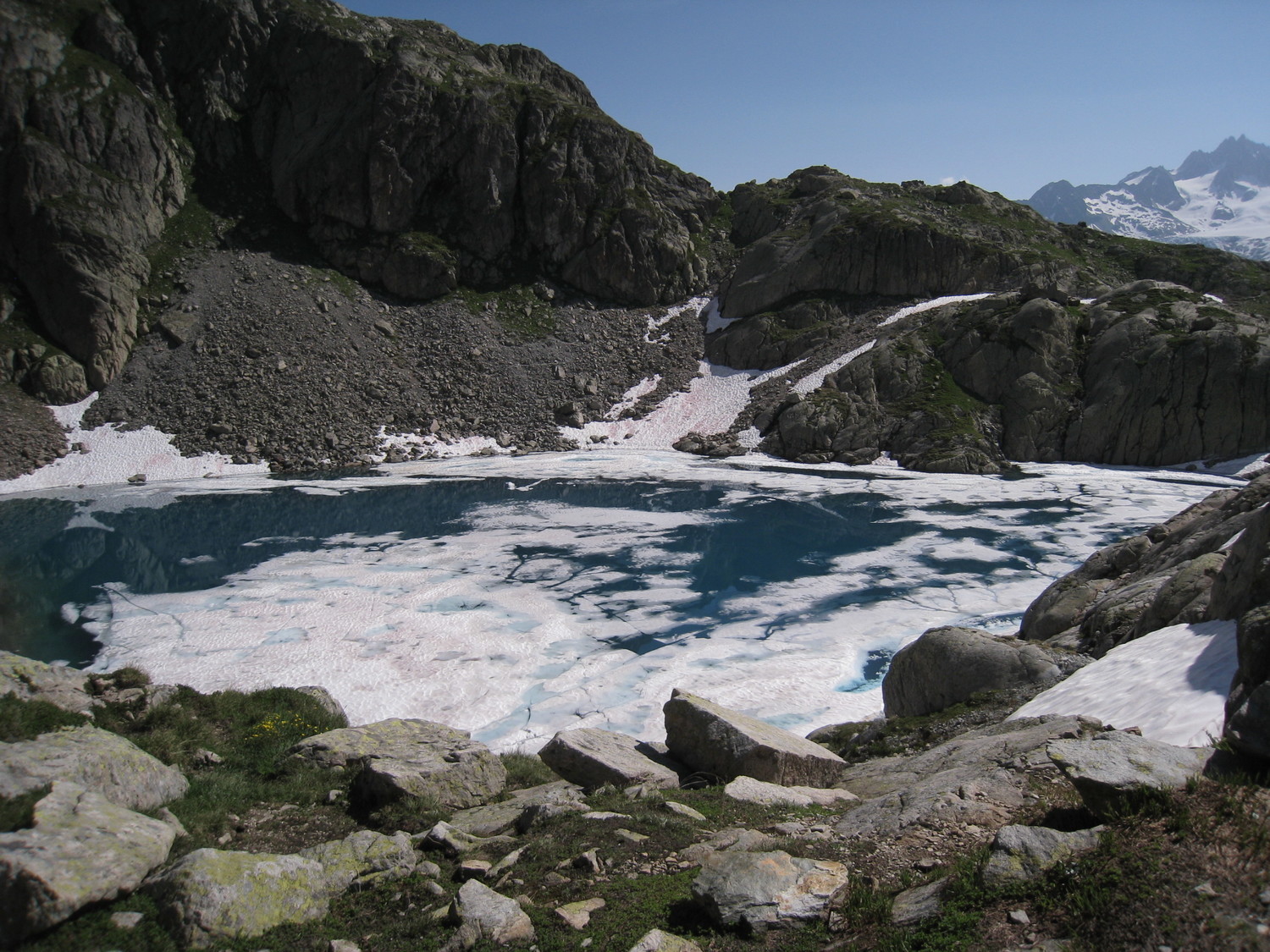 Belvedere - lac Blanc/Perseverence encerclé de glace