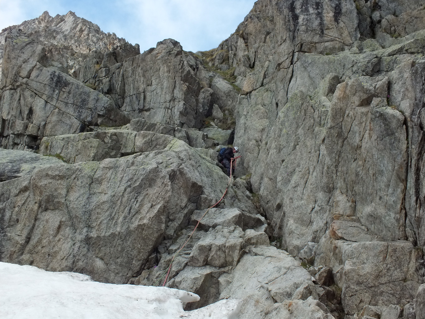 Col des Chasseurs, 2° rappel d'accès au glacier du Fréney