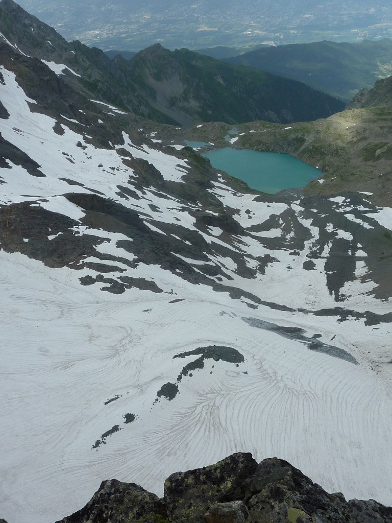 Vue sur la lac Blanc et le glacier de Freydane
