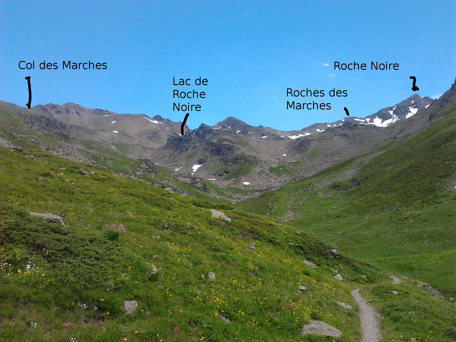 panoramique des arêtes du Col à Roche Noire