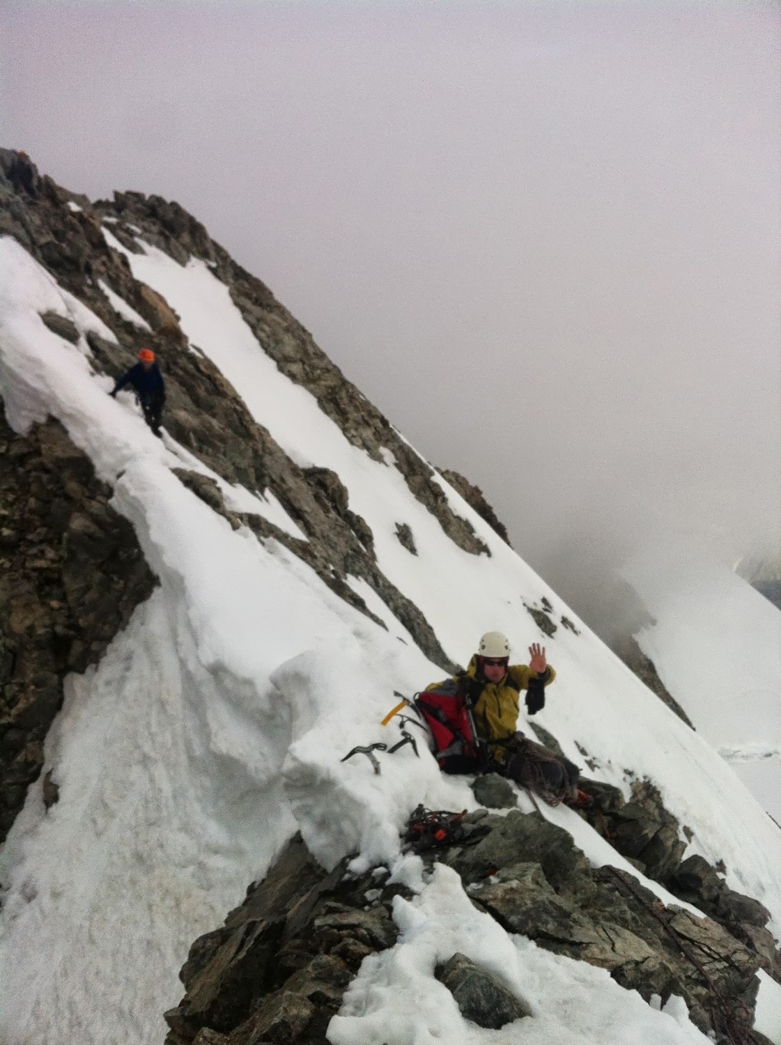 sortie du couloir sur l'arête