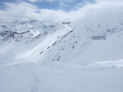 Le col et la pointe 4220 sous la neige Le col et la pointe 4220 sous la neige