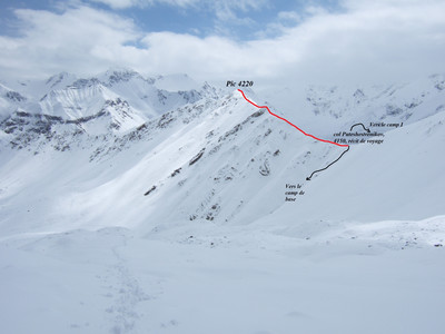 Sur le chemin du camp de base au camp I Sur le chemin du camp de base au camp I