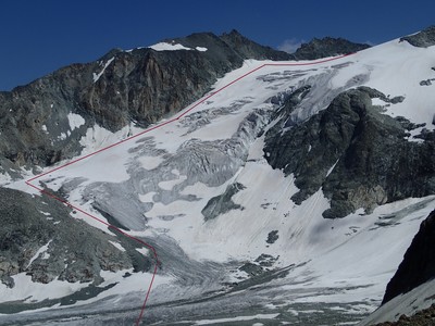 Itinéraire approximatif pour monter le glacier de Tsena Refien Itinéraire approximatif pour monter le glacier de Tsena Refien