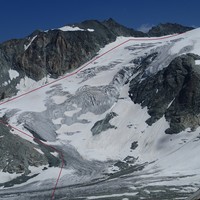Itinéraire approximatif pour monter le glacier de Tsena Refien