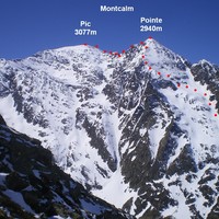 Pointe du Montcalm 2940m Trace accès NE hiver