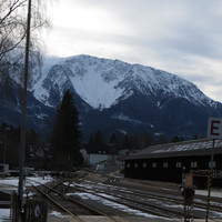 Schneeberg, out of the clouds with the Breite Reis face, from the train station