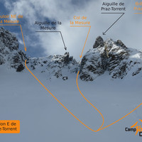 Couloirs de la Mesure et brèche de Praz-Torrent depuis le vallon E de Praz-Torrent